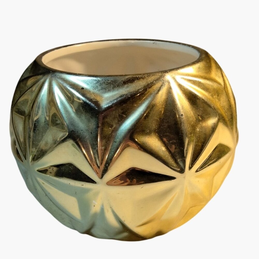 Gold Ornament Shape Vase Planter Pot Textured Ceramic